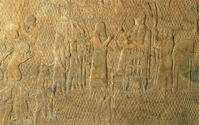 unknow artist Relief aus dem Palast des Konigs Sanherib von Assur in Ninive,Syrien(dessen Berater Ahiqar war) oil painting image